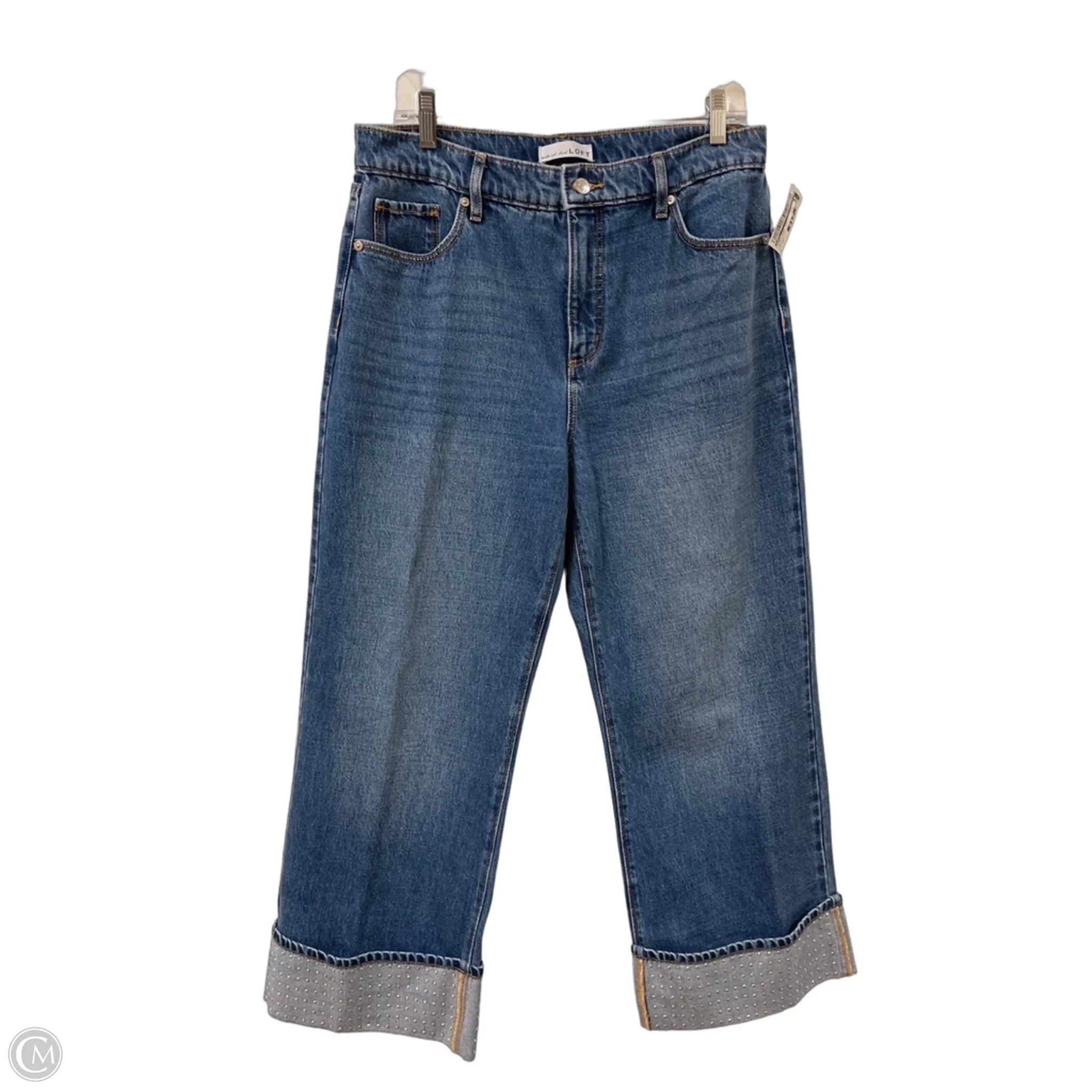 Jeans Wide Leg By Loft In Blue Denim, Size: 8p