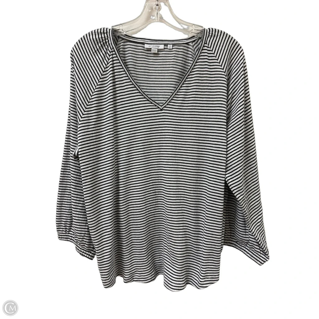 Top Long Sleeve By Chicos In Black & White, Size: Xl