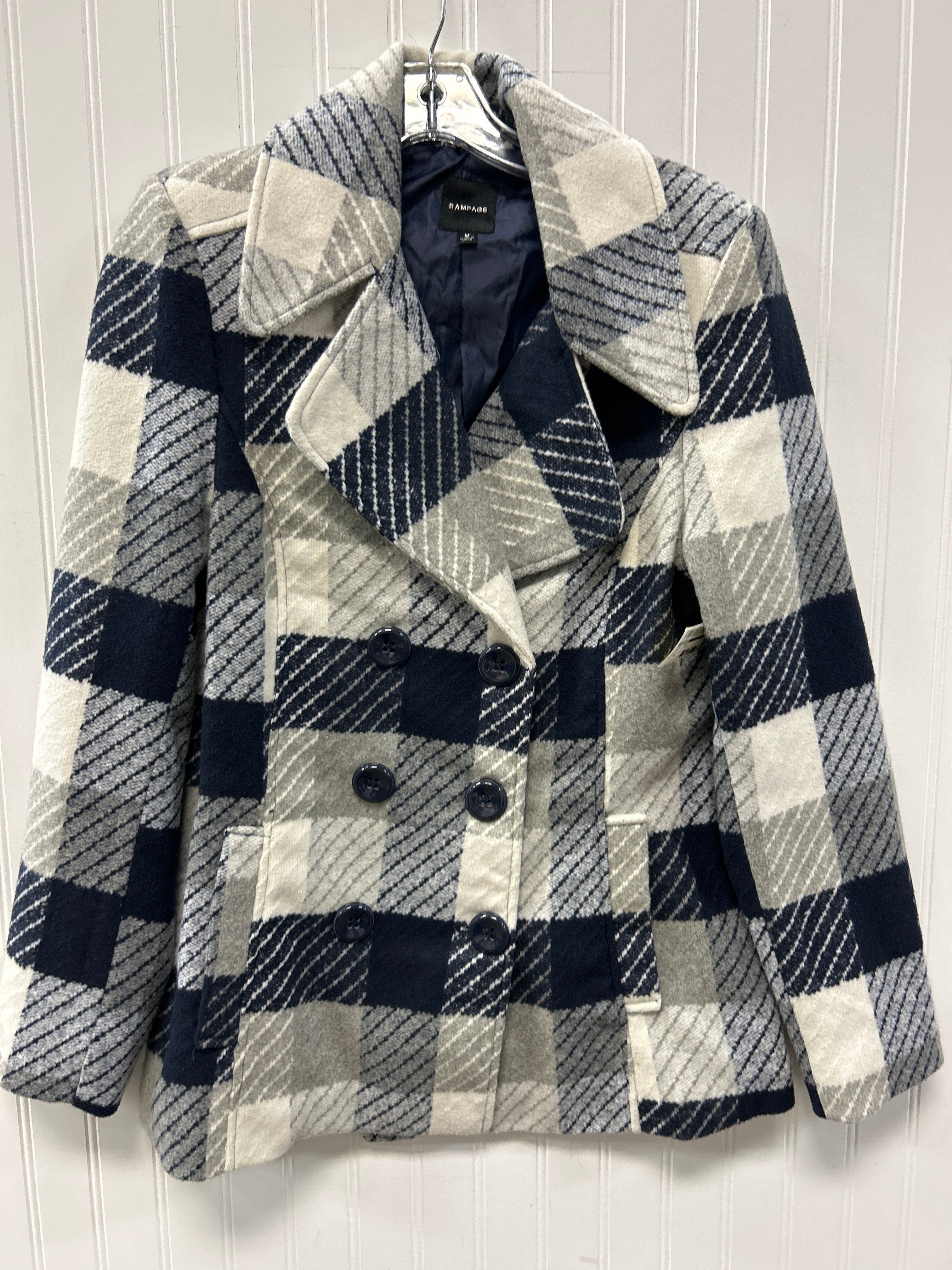 Coat Wool By Rampage In Blue & Grey, Size:M
