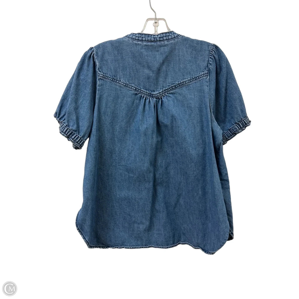 Top Short Sleeve By Pilcro In Blue Denim, Size: L