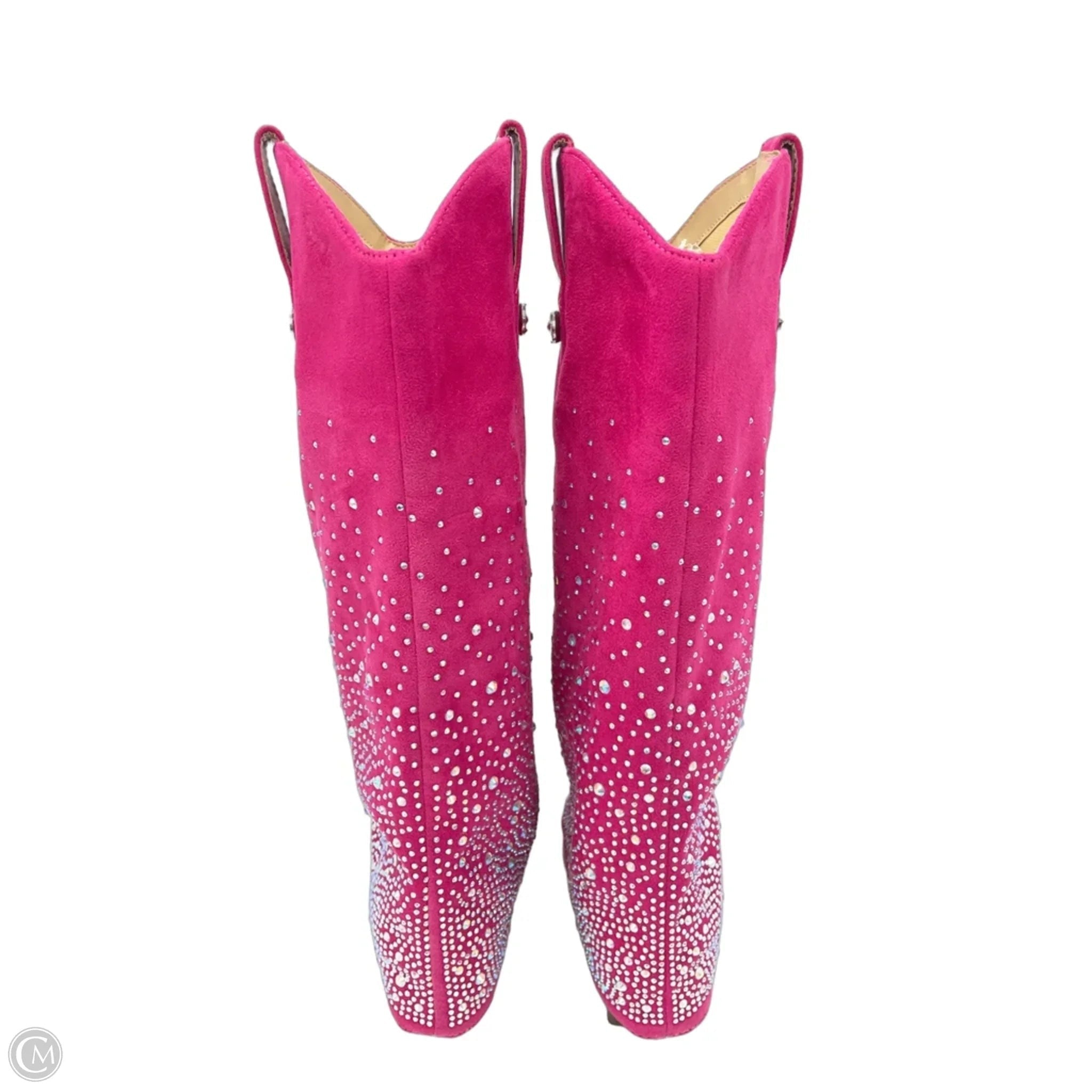 Boots Mid-calf Heels By Soda In Pink, Size: 7