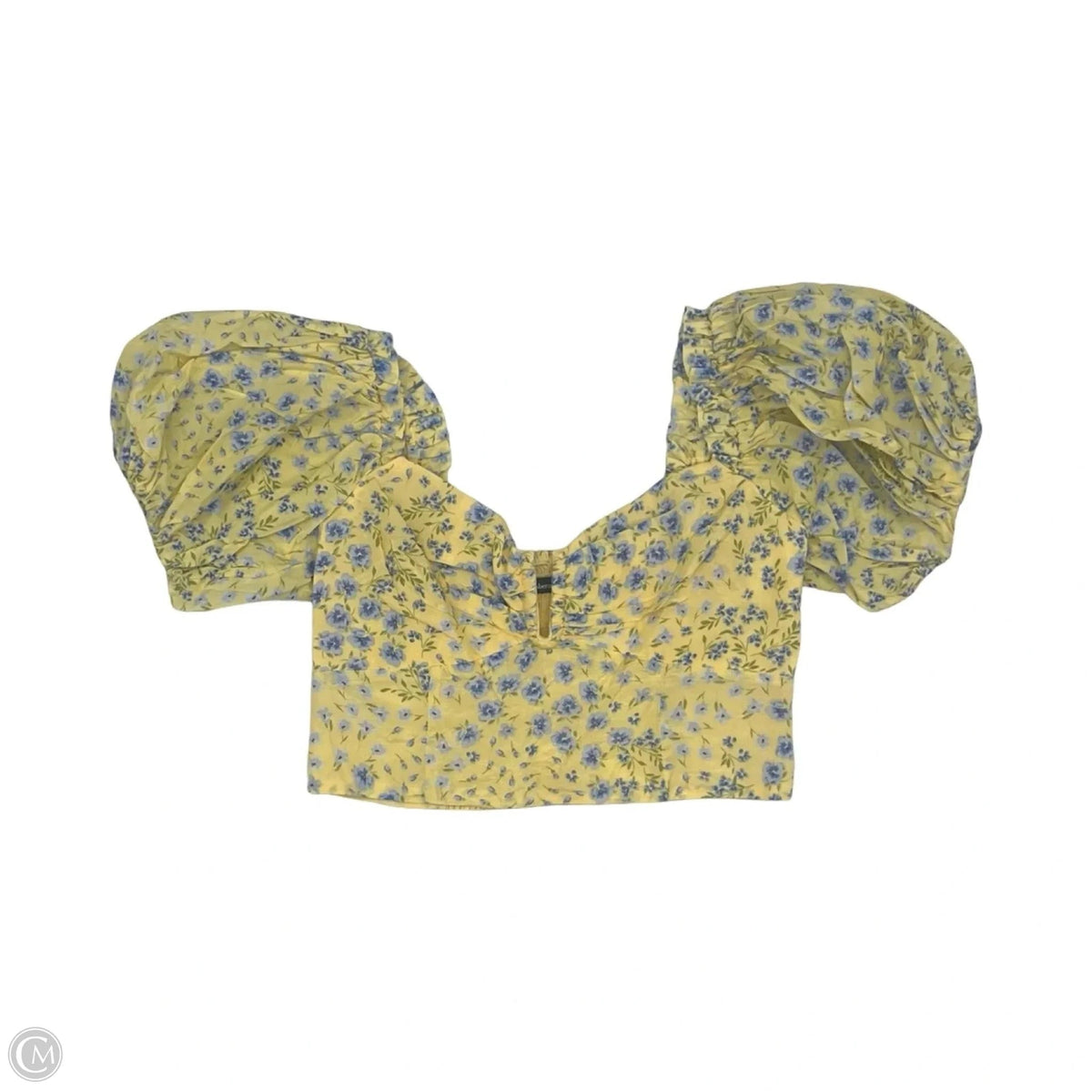 Blouse Short Sleeve By Abercrombie And Fitch In Blue & Yellow, Size: S