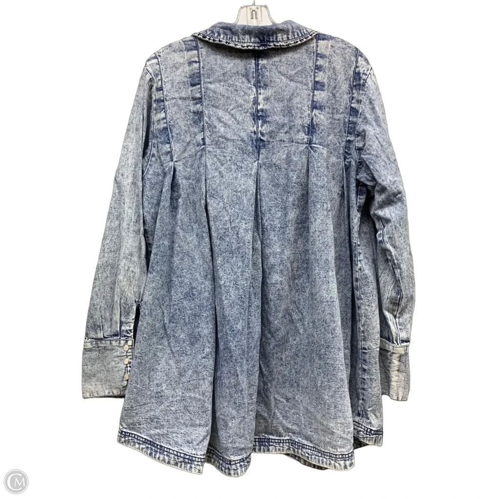 Jacket Denim By Free People In Blue Denim, Size: L