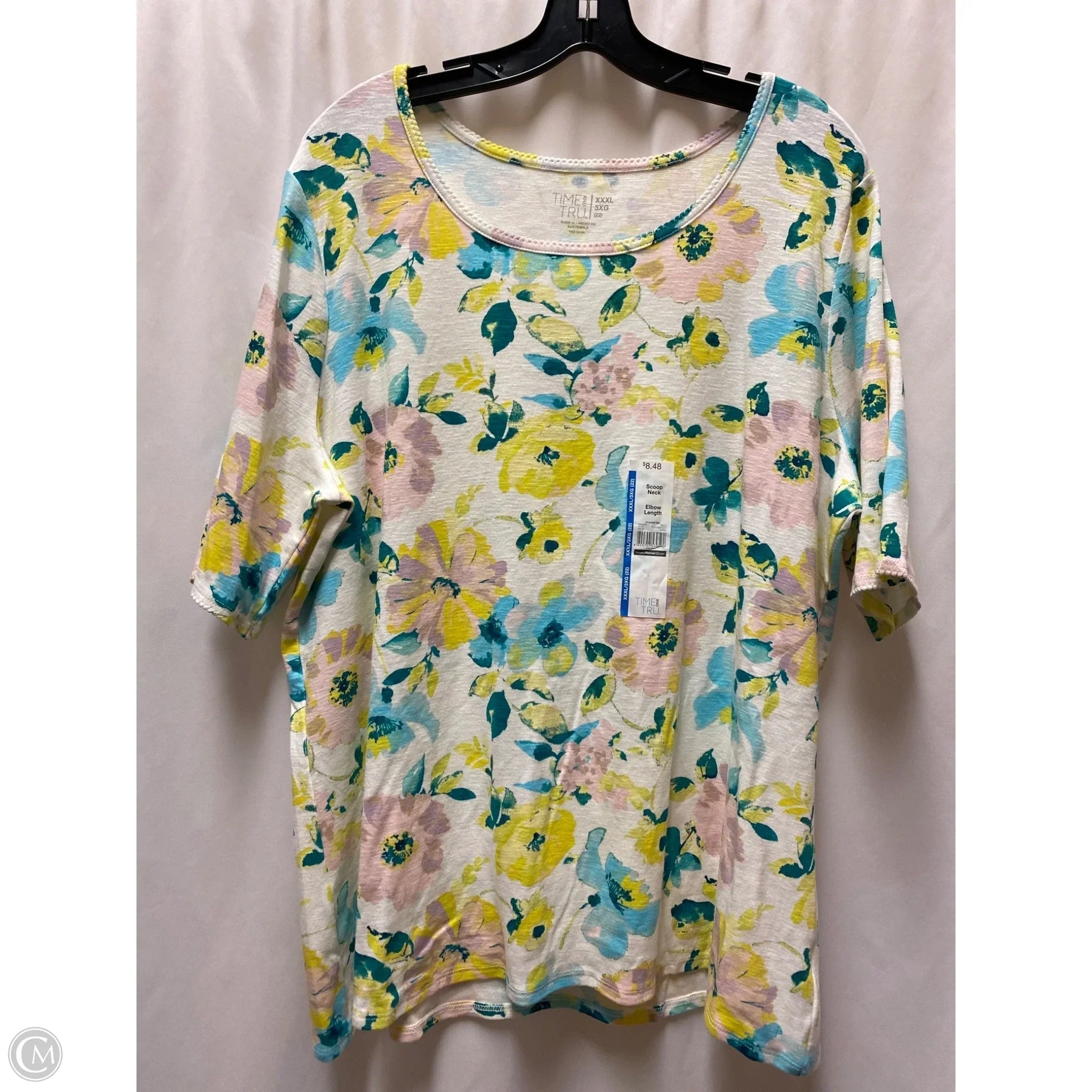 Top Short Sleeve By Time And Tru In Yellow, Size: 3x