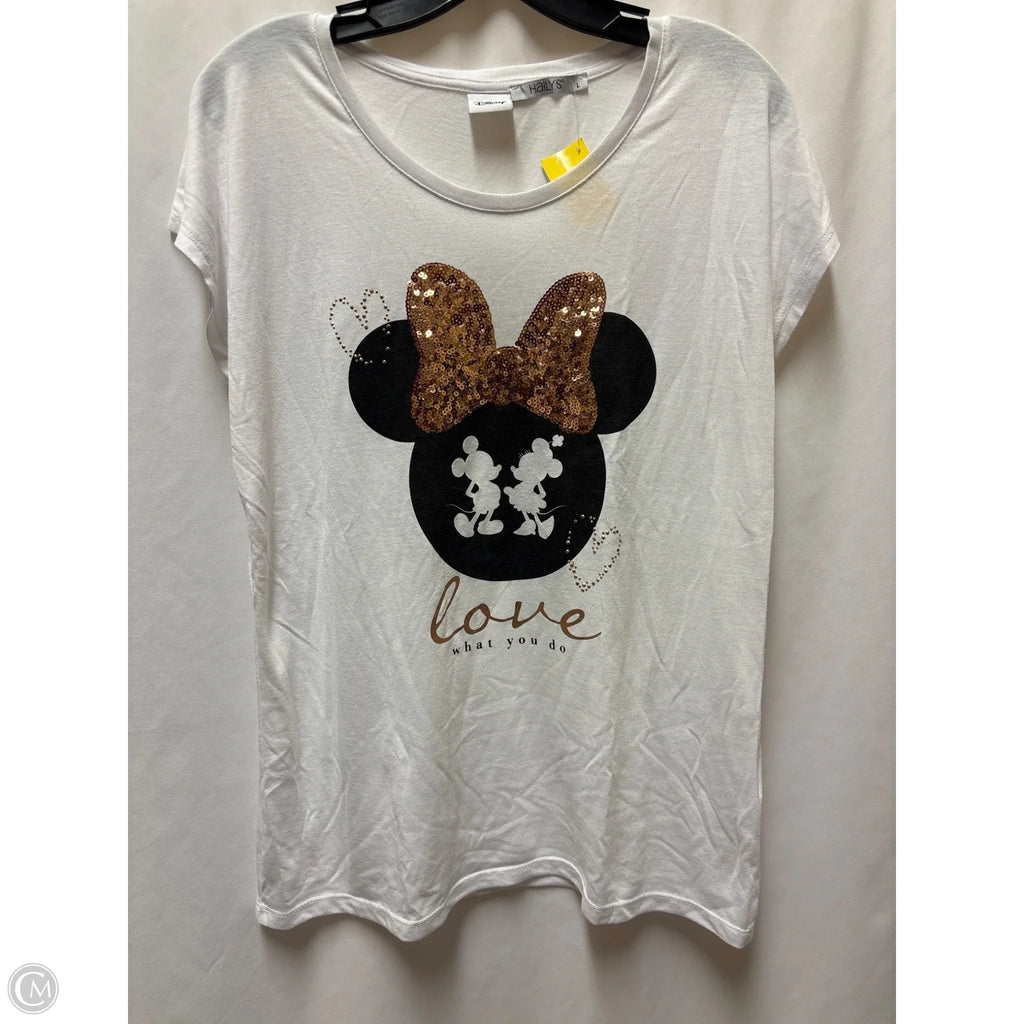 Top Short Sleeve By Disney In White, Size: L