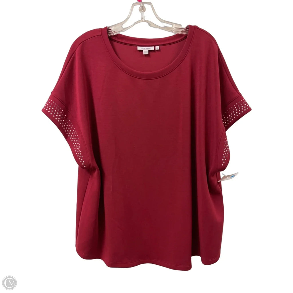Top Short Sleeve By Chicos In Red, Size: 1x