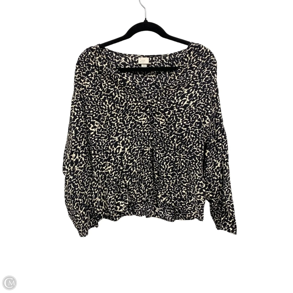 Blouse Long Sleeve By A New Day In Black & Cream, Size: L