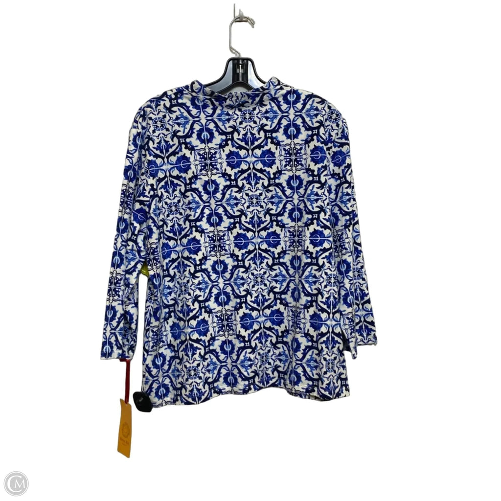 Top Long Sleeve By Ruby Rd In Blue & White, Size: Xl