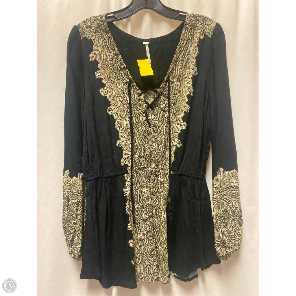 Top Long Sleeve By Free People In Black, Size: M