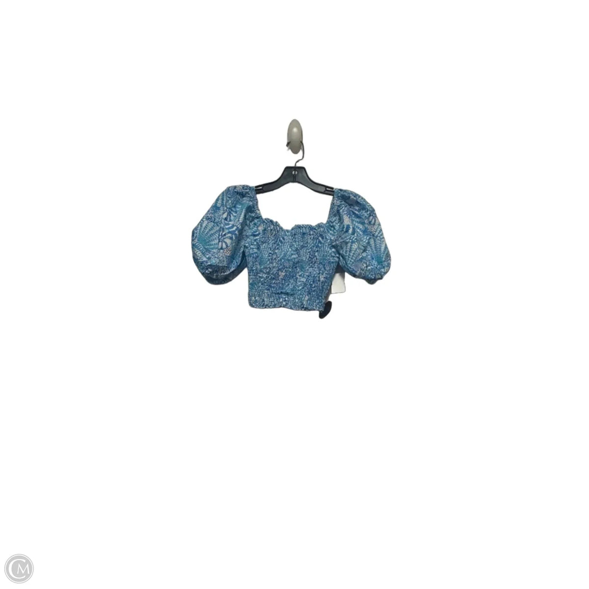 Top Short Sleeve Designer By Lilly Pulitzer In Blue & White, Size: Xs