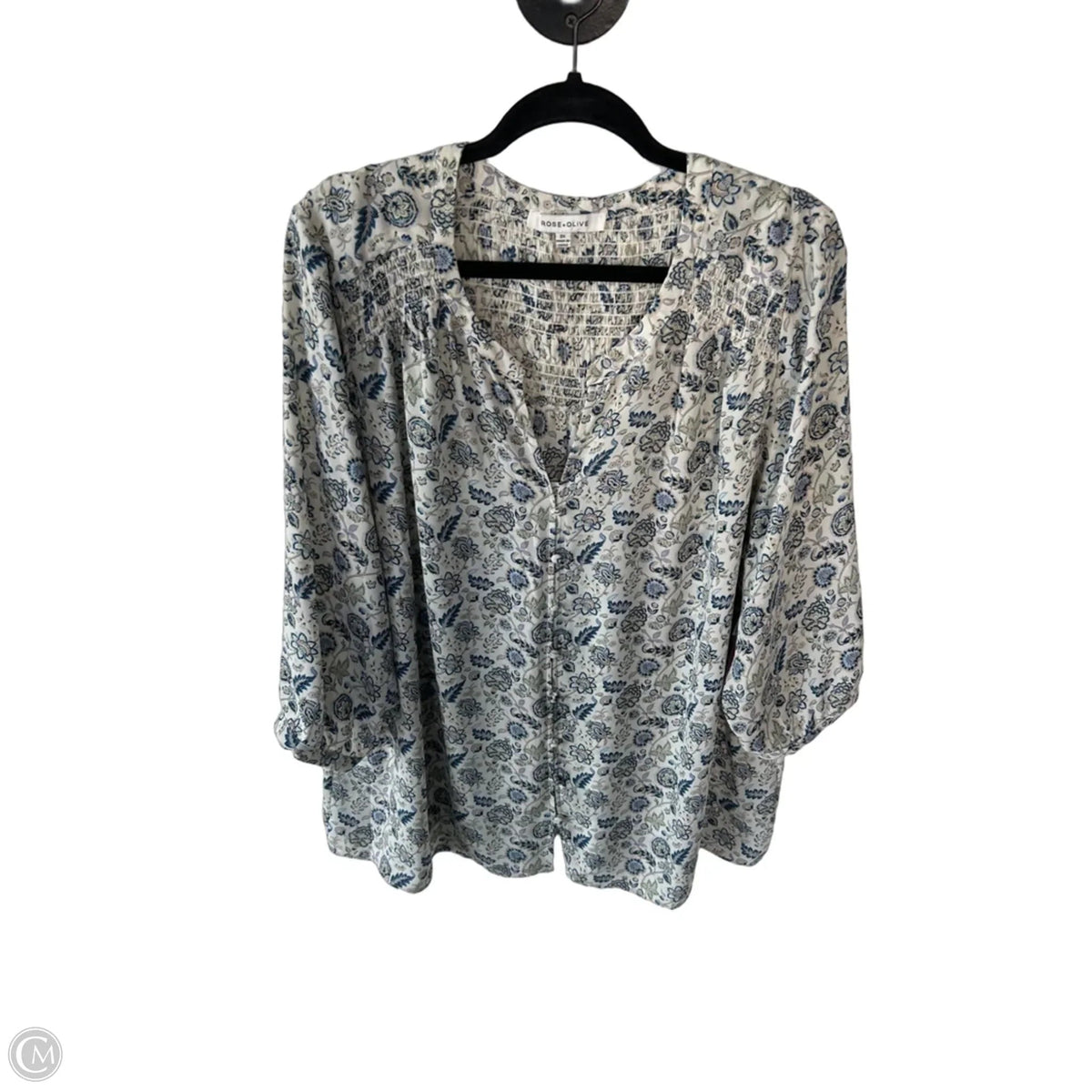 Top 3/4 Sleeve By Rose And Olive In Blue & Green, Size: 2x