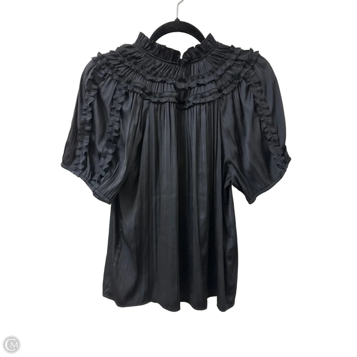 Blouse Short Sleeve By Anthropologie In Black, Size: Lp