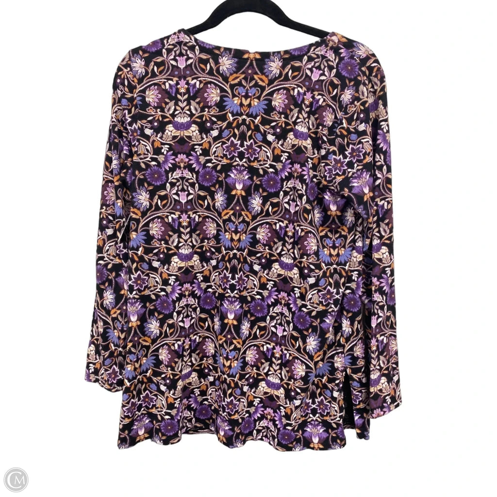 Top 3/4 Sleeve By J. Jill In Black & Purple, Size: M