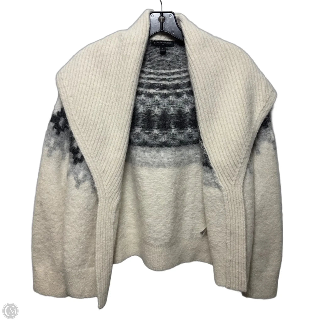 Alpaca Blend Sweater Cardigan By Banana Republic In Cream & Grey, Size: S