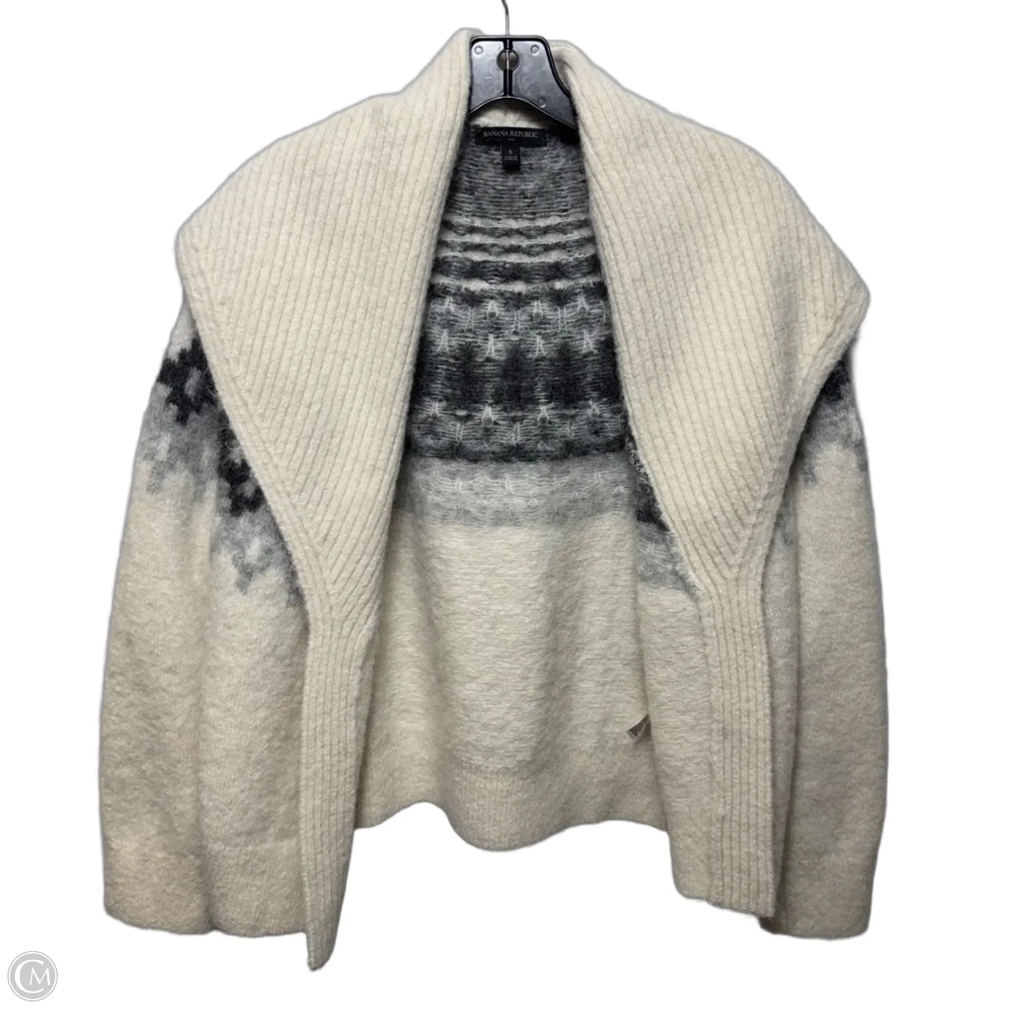 Alpaca Blend Sweater Cardigan By Banana Republic In Cream & Grey, Size: S