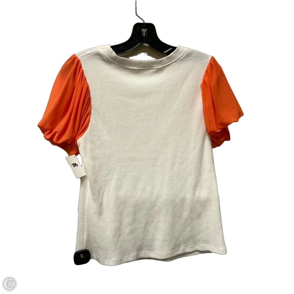 Top Short Sleeve By Ces Femme In Orange & White, Size: L