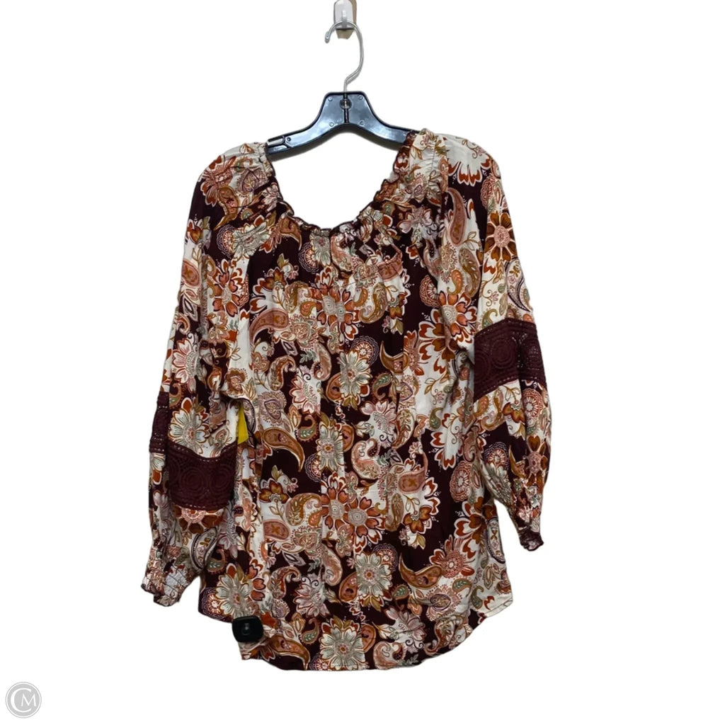Top Long Sleeve By Cato In Orange & Red, Size: Xl