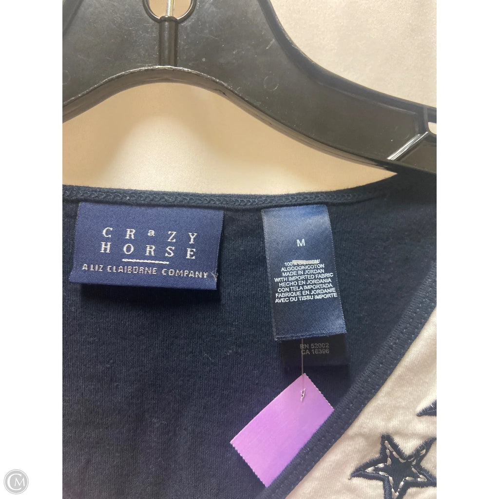 Top Short Sleeve By Crazy Horse In Navy, Size: M