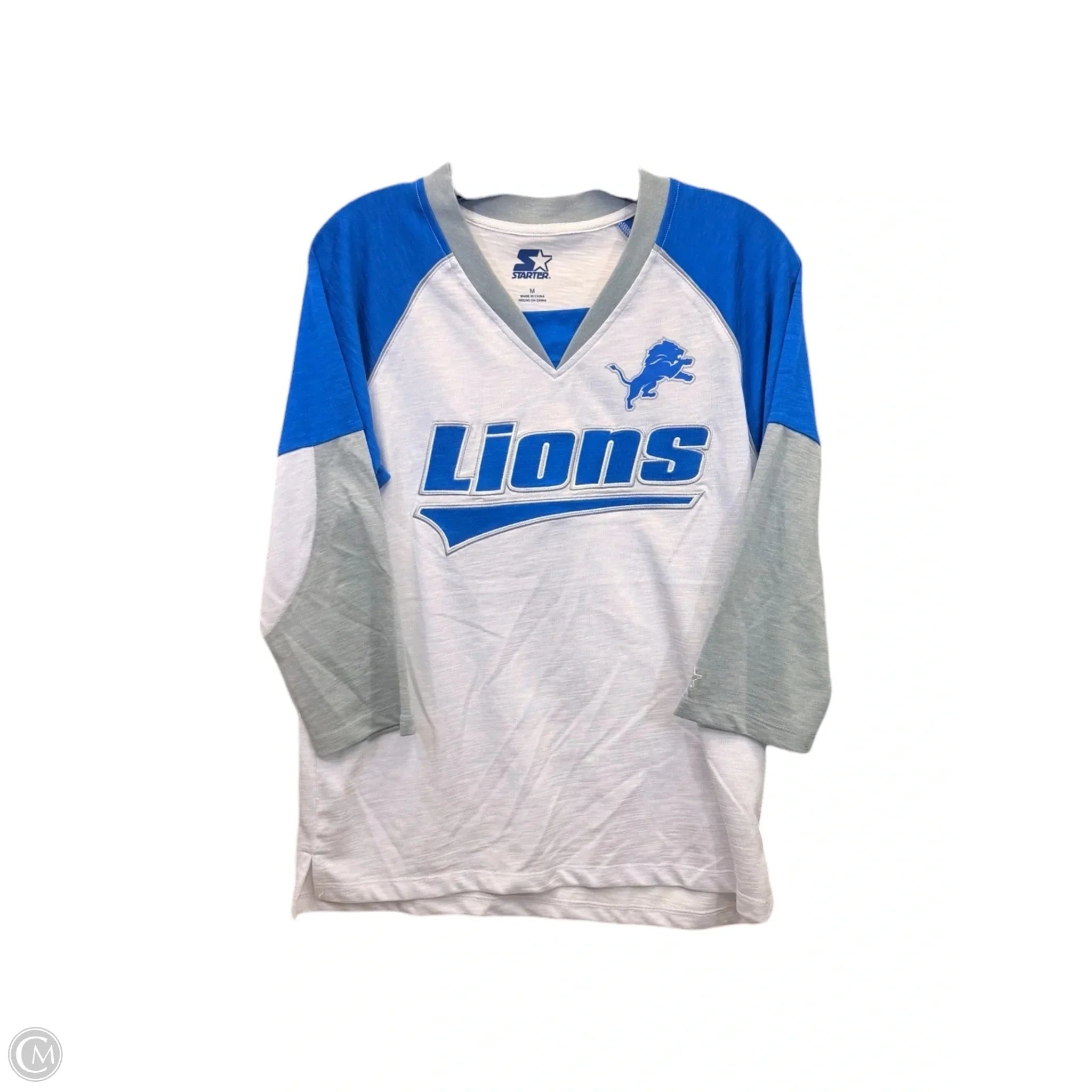 Top Long Sleeve By Starter In Blue & White, Size: M