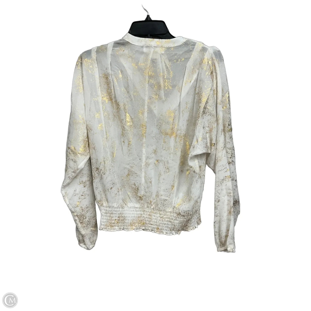 Top Long Sleeve By Michael By Michael Kors In Gold & White, Size: S