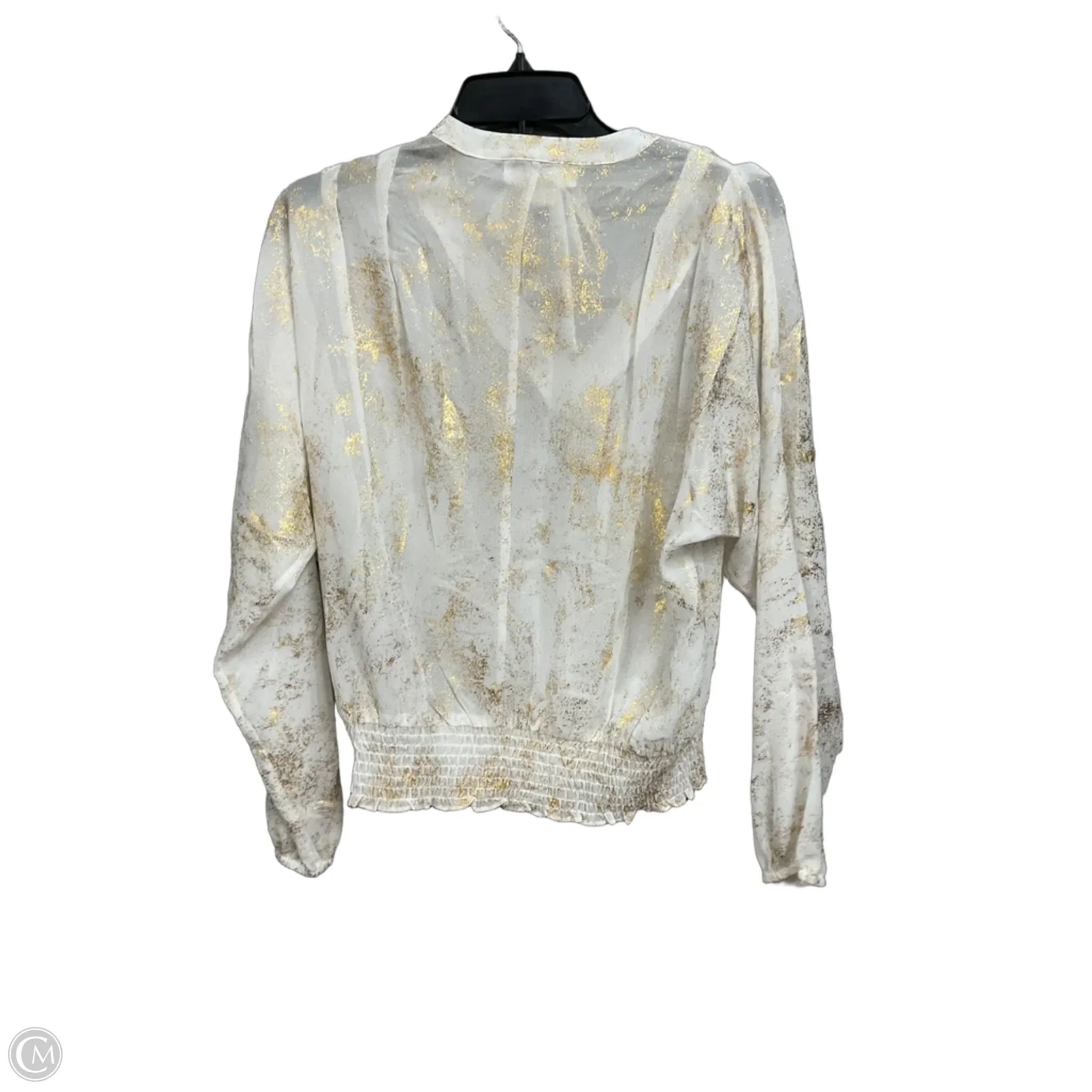 Top Long Sleeve By Michael By Michael Kors In Gold & White, Size: S