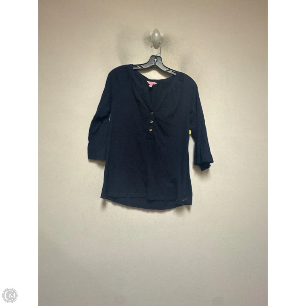 Top Short Sleeve Designer By Lilly Pulitzer In Navy, Size: S