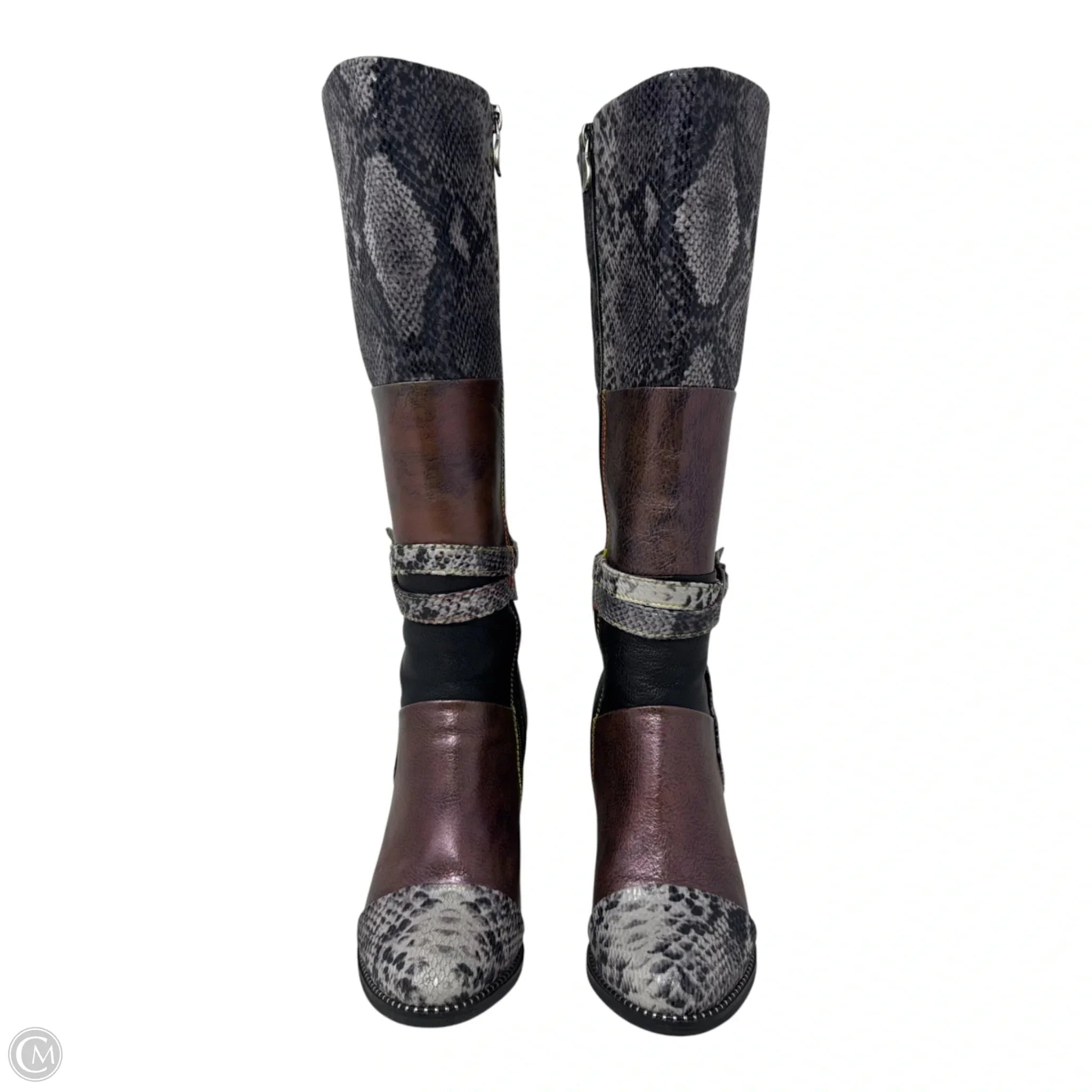 Exguisitie Boots Knee Heels By Spring Step In Snakeskin Print, Size: 37