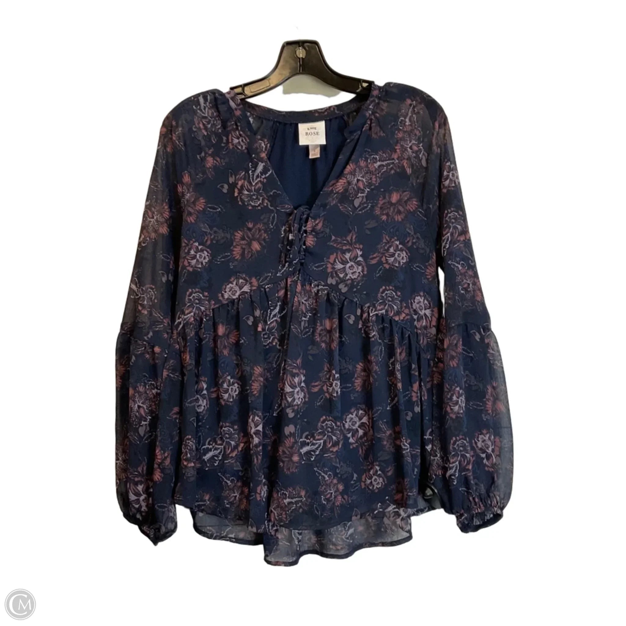 Top Long Sleeve By Knox Rose In Blue, Size: S