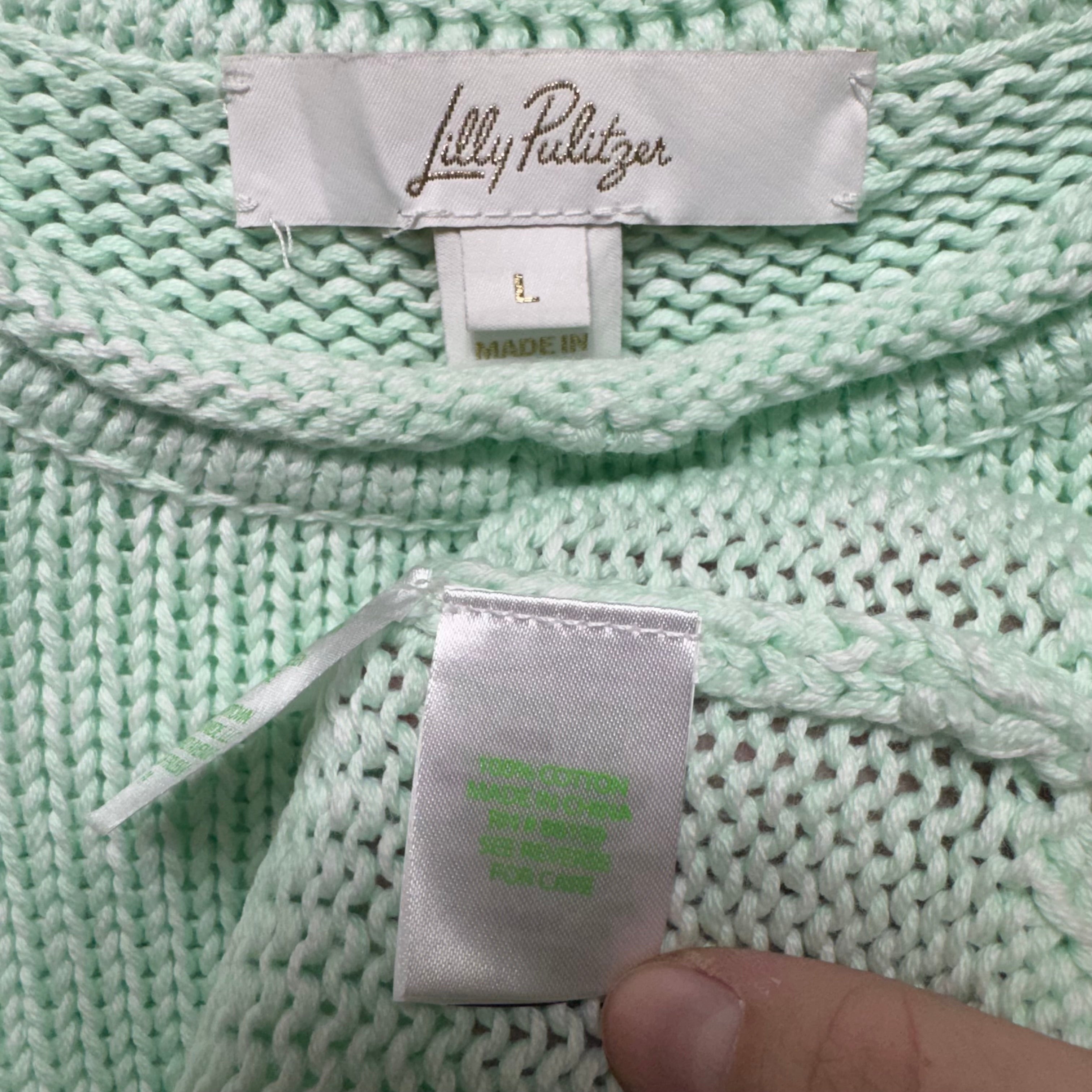 Cotton Sweater Designer By Lilly Pulitzer In Green, Size: L