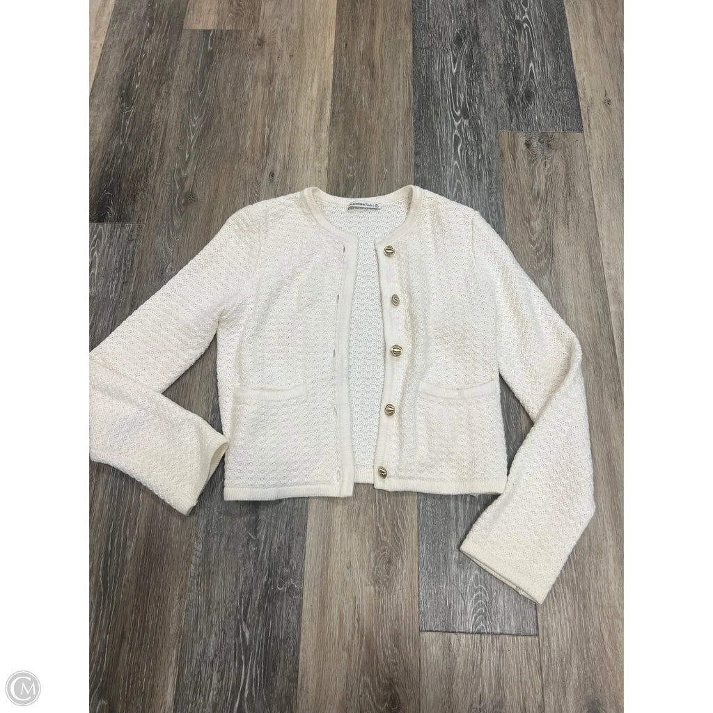 Sweater Cardigan By Abercrombie And Fitch In Cream, Size: Xs