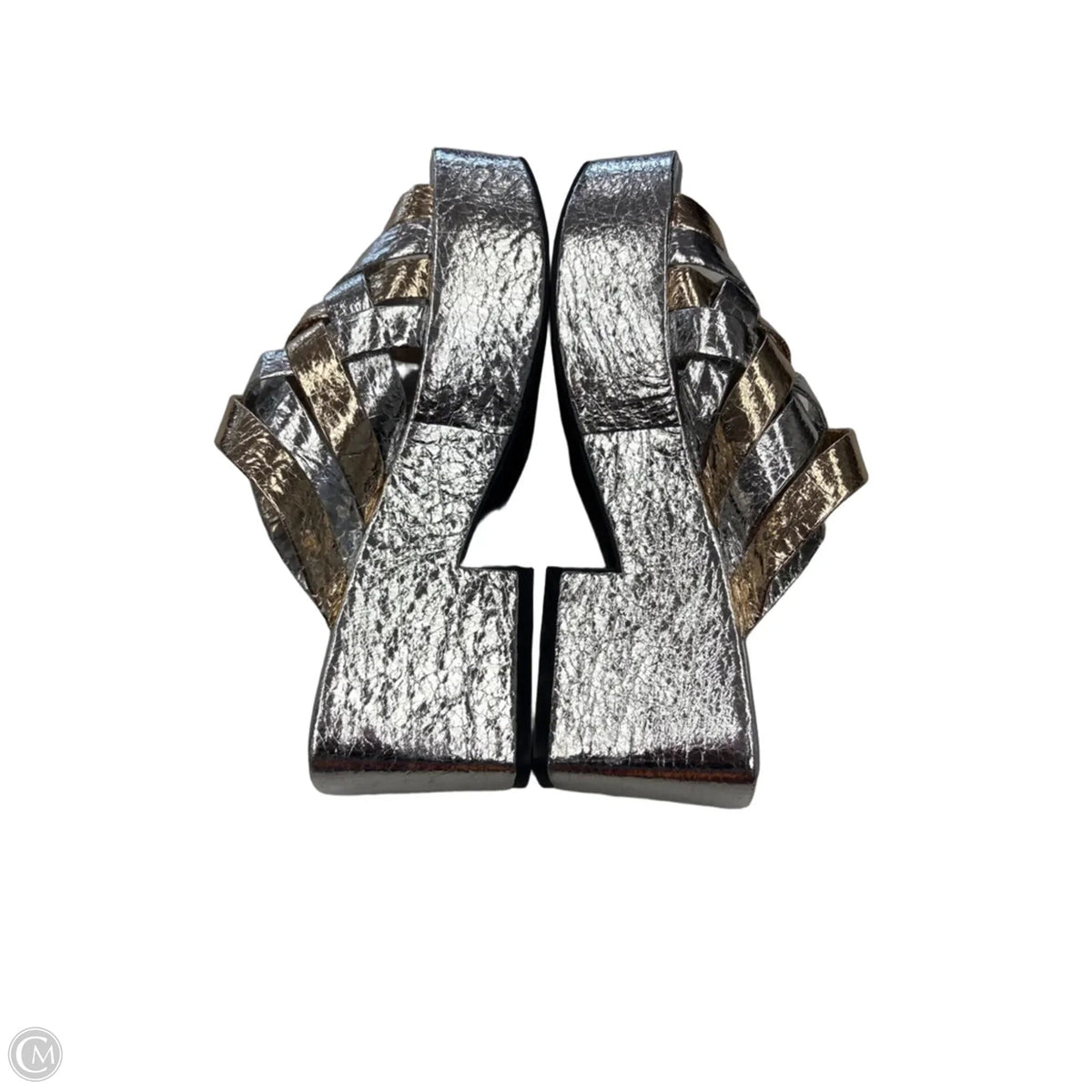 Sandals Heels Platform By Katy Perry In Gold & Silver, Size: 8.5