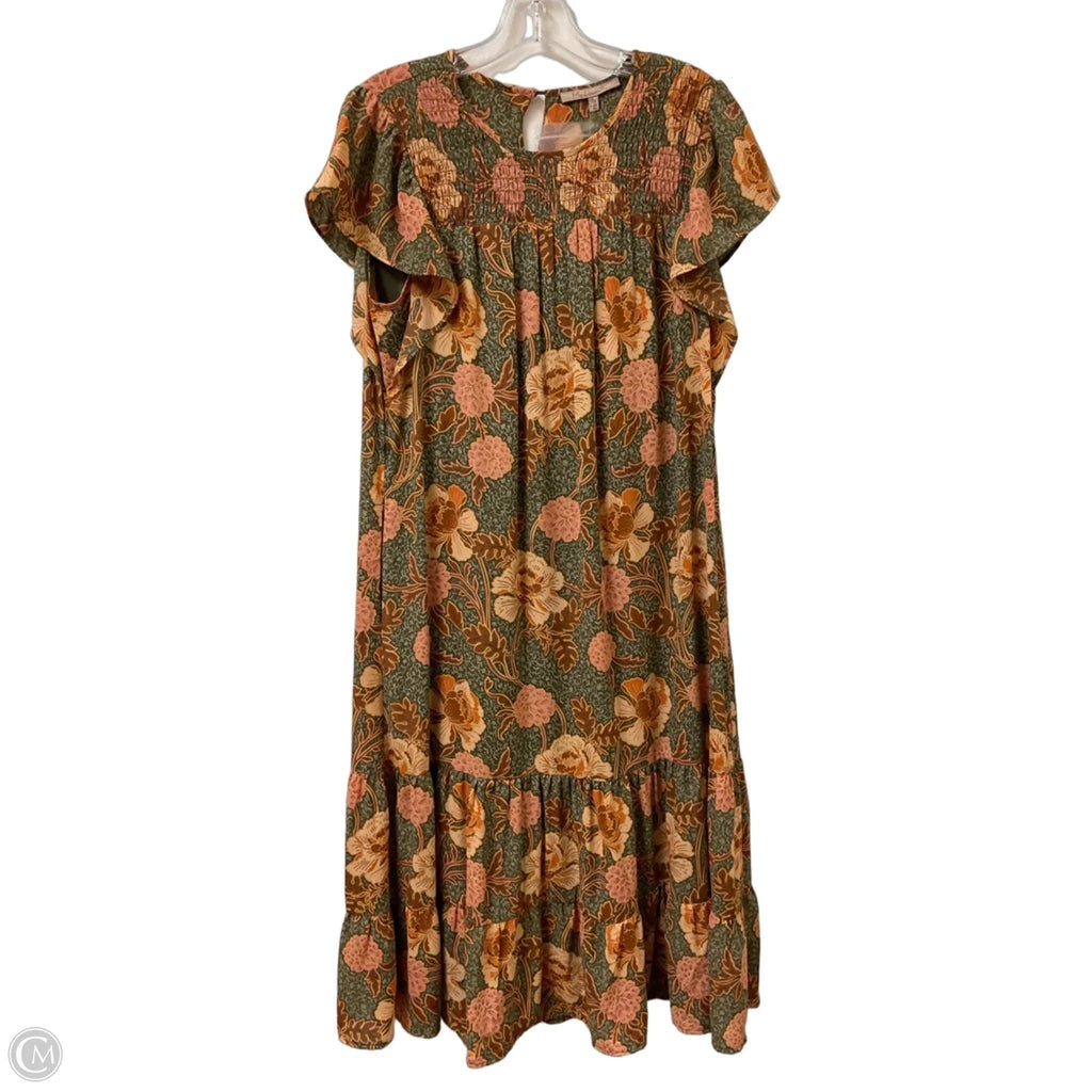 Dress Casual Midi By My Danielle In Green & Orange, Size: M