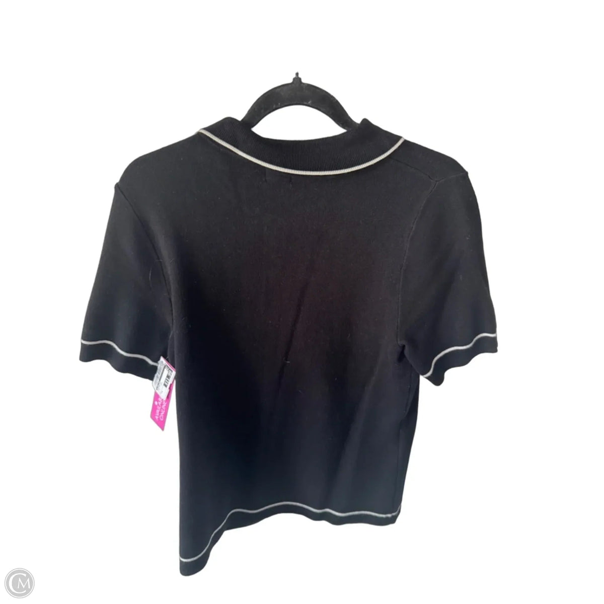 Sweater Short Sleeve By A New Day In Black & Cream, Size: M