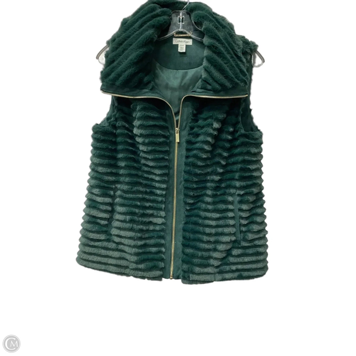 Vest Faux Fur & Sherpa By Calvin Klein In Green, Size: S