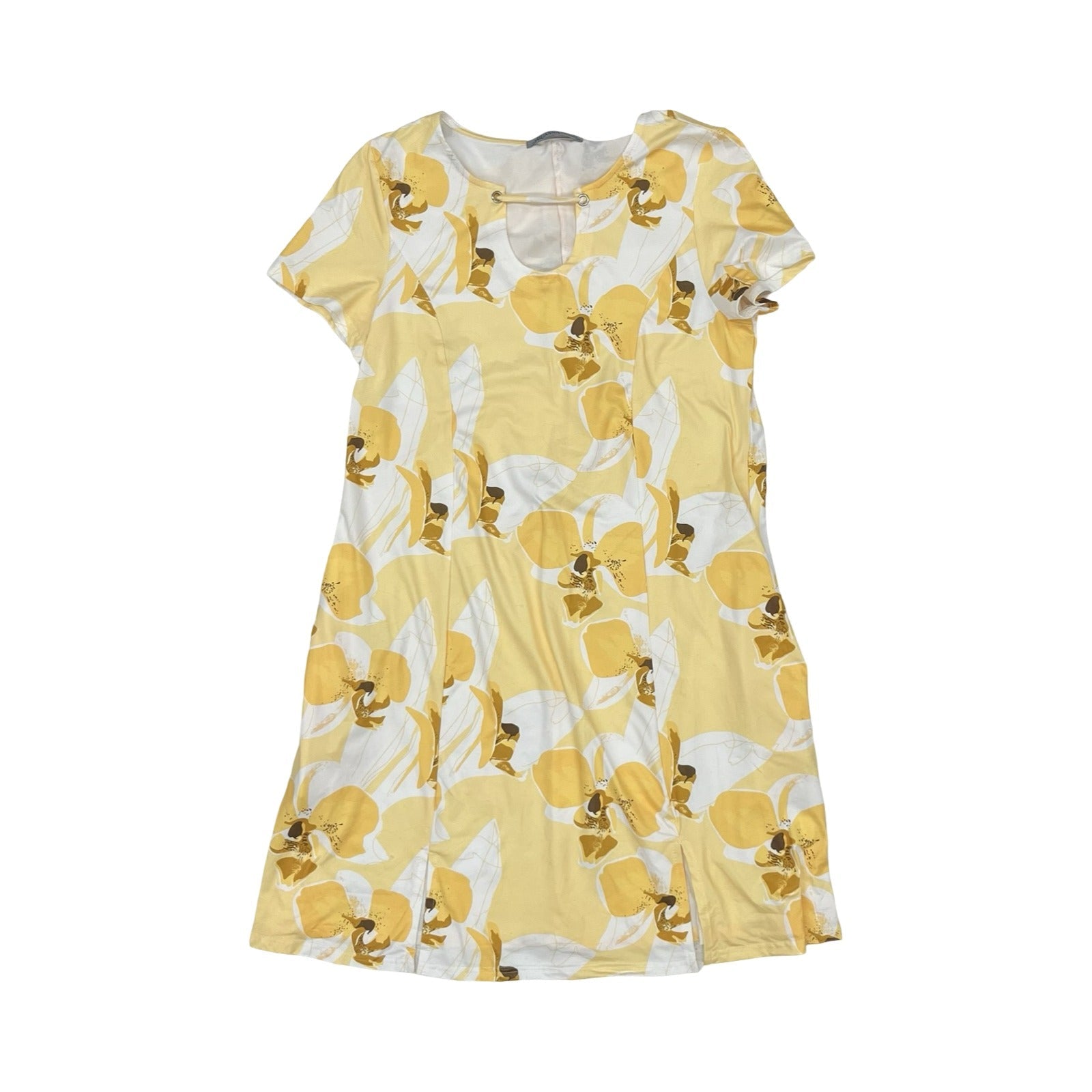 Dress Casual Short By Arianna In White & Yellow, Size:S