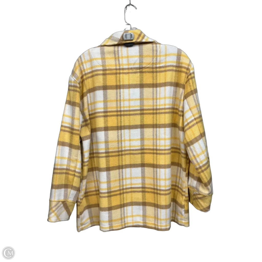 Jacket Shirt By Kensie In Plaid Pattern, Size: M