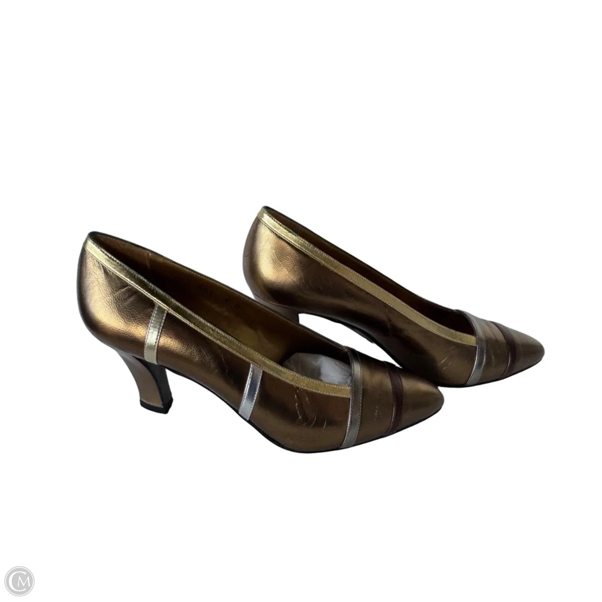 Sandals Heels Block By Nina In Gold & Silver, Size: 7