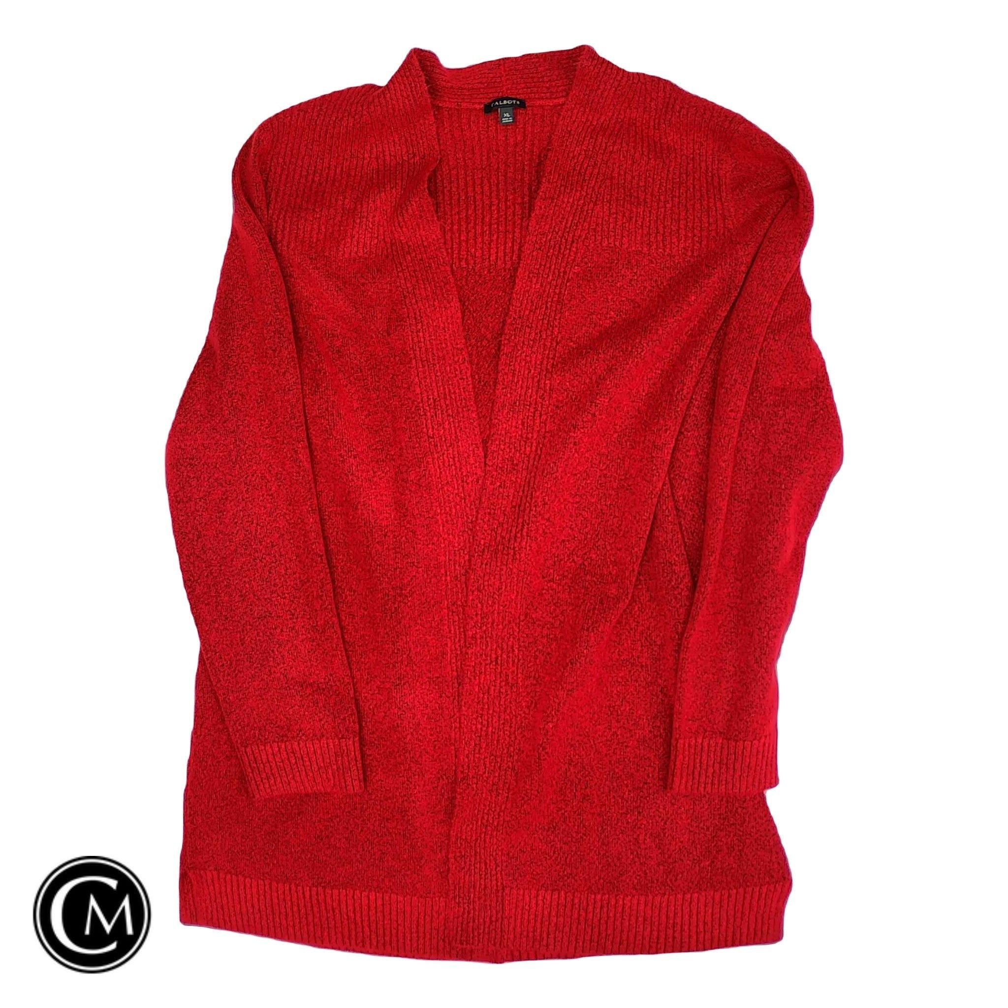 Sweater Cardigan By Talbots In Red, Size: Xl