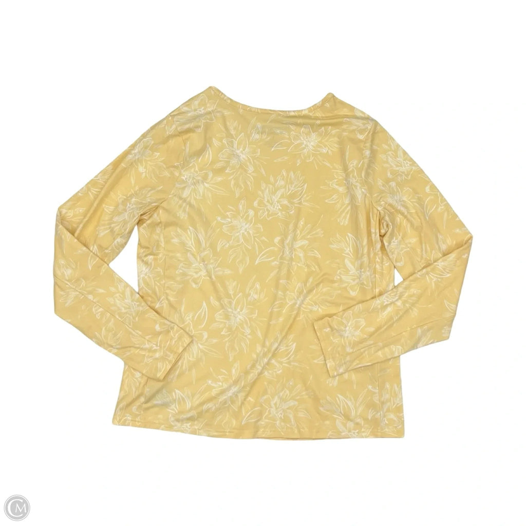 Top Long Sleeve By Hang Ten In White & Yellow, Size: L