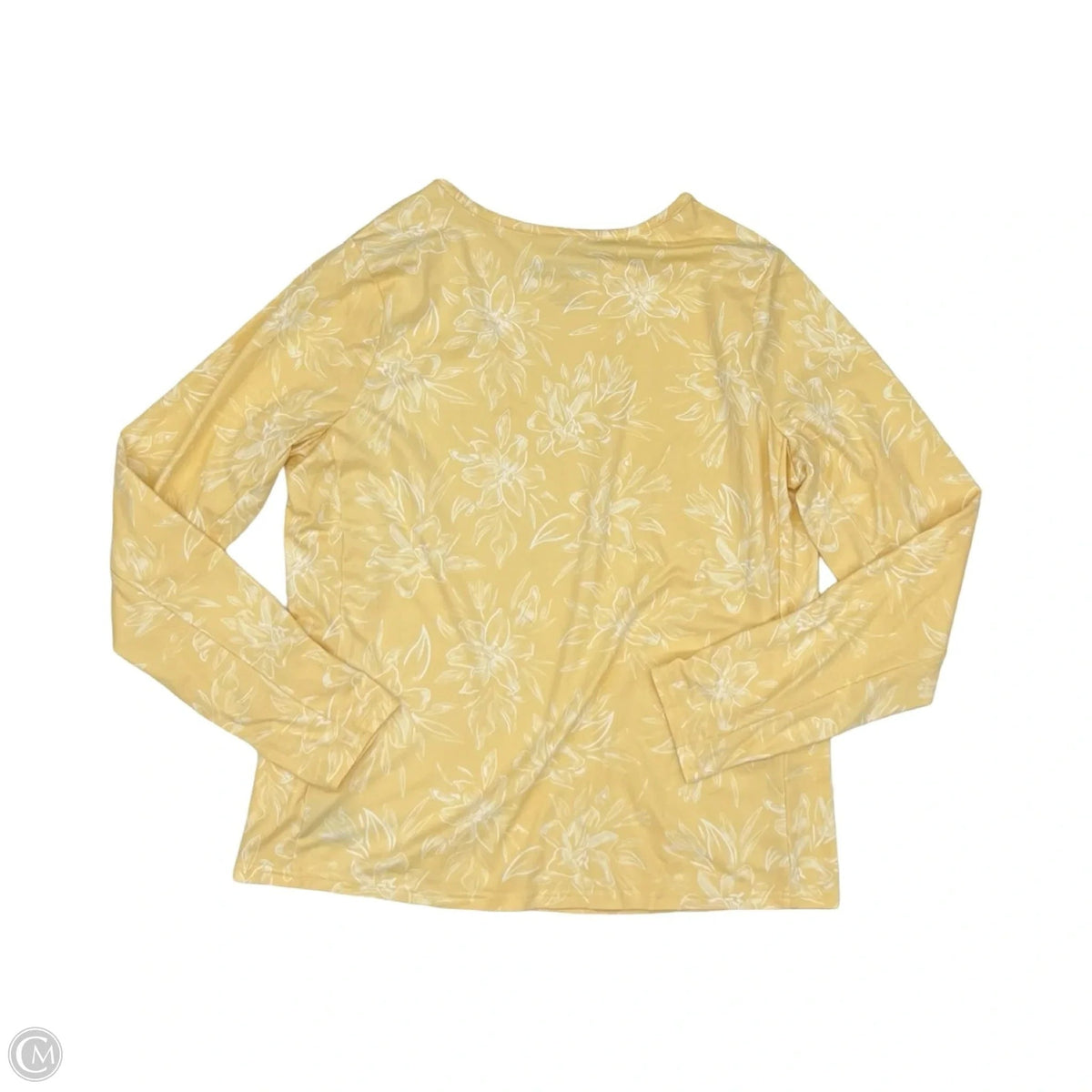 Top Long Sleeve By Hang Ten In White & Yellow, Size: L