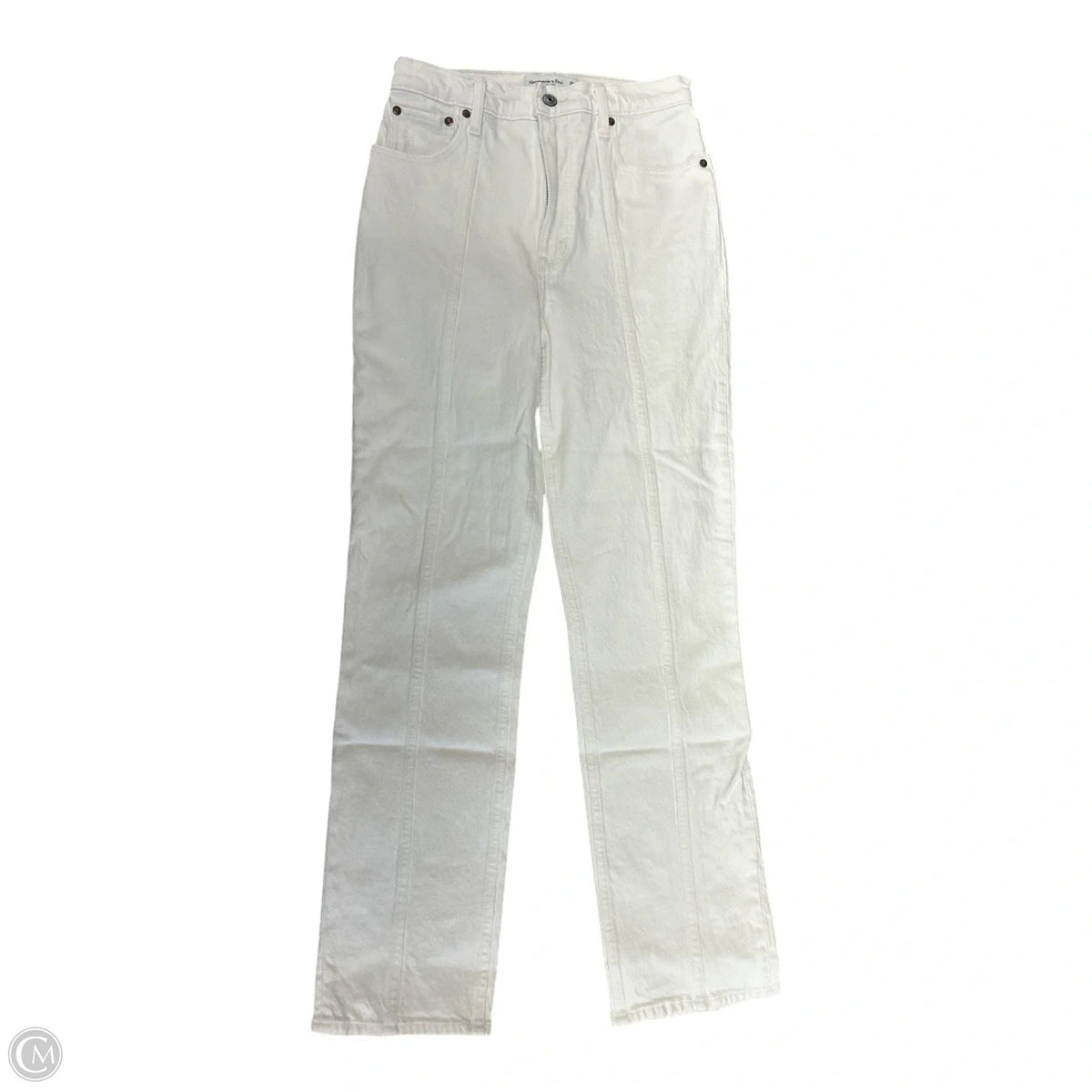 Jeans Straight By Abercrombie And Fitch In Cream Denim, Size: 0