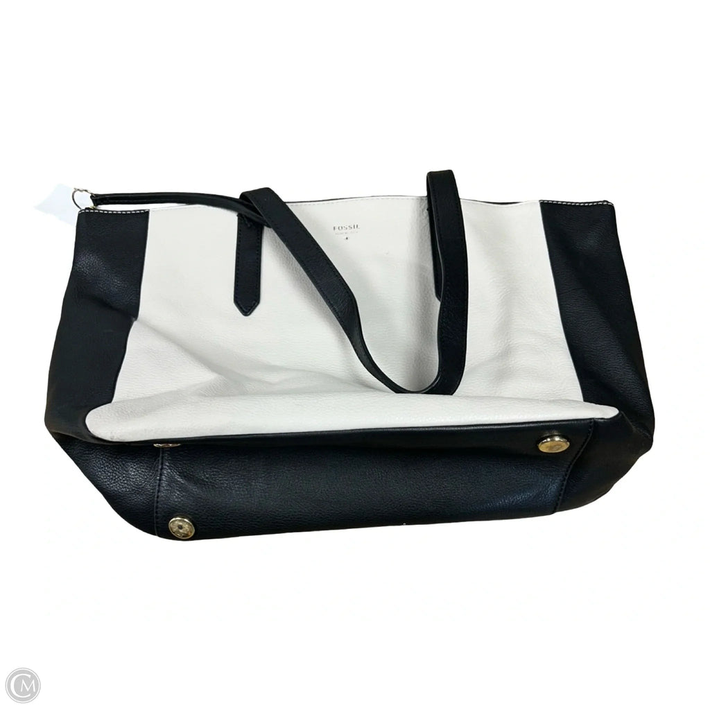 Handbag Leather By Fossil, Size: Medium