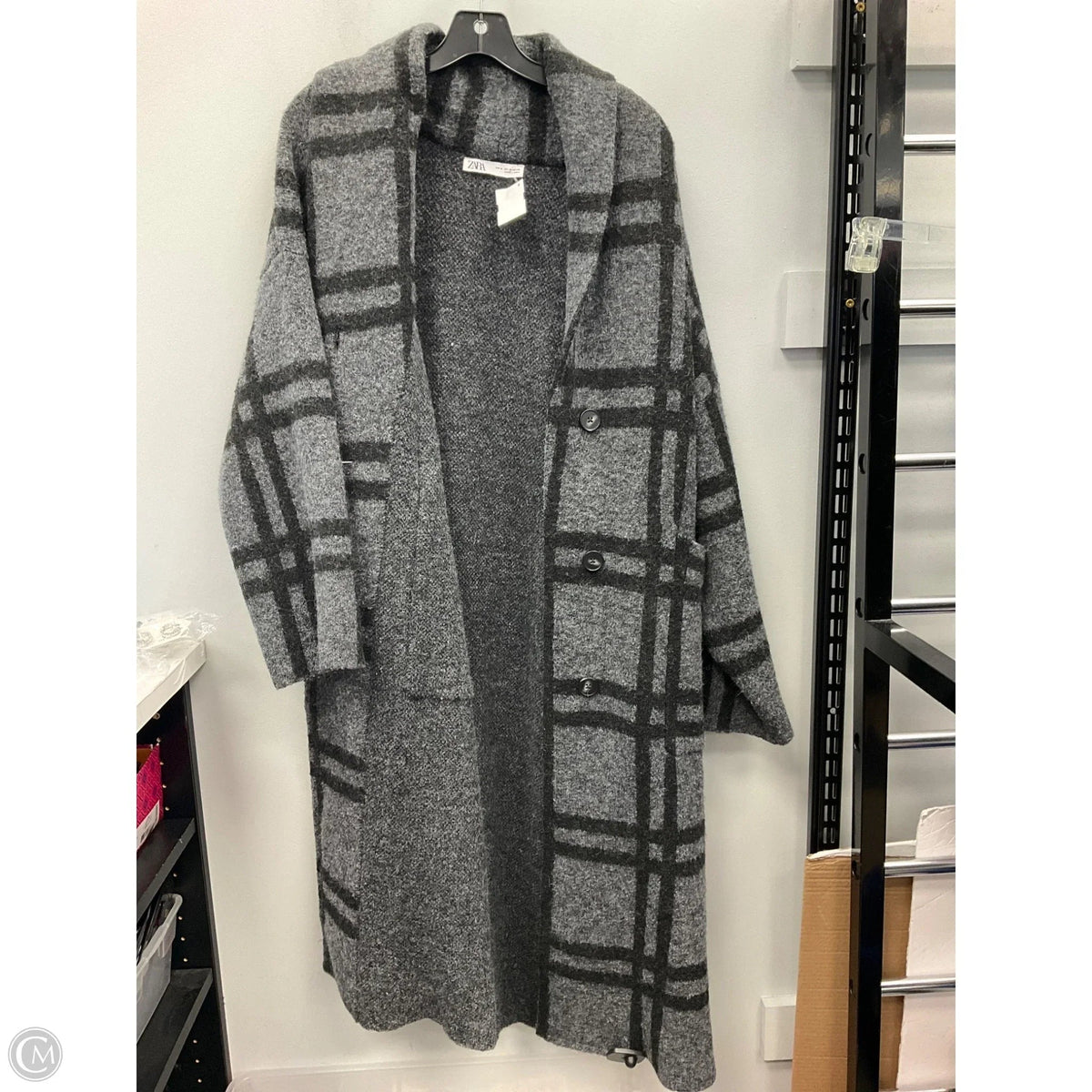 Sweater Cardigan By Zara In Black & Grey, Size: M