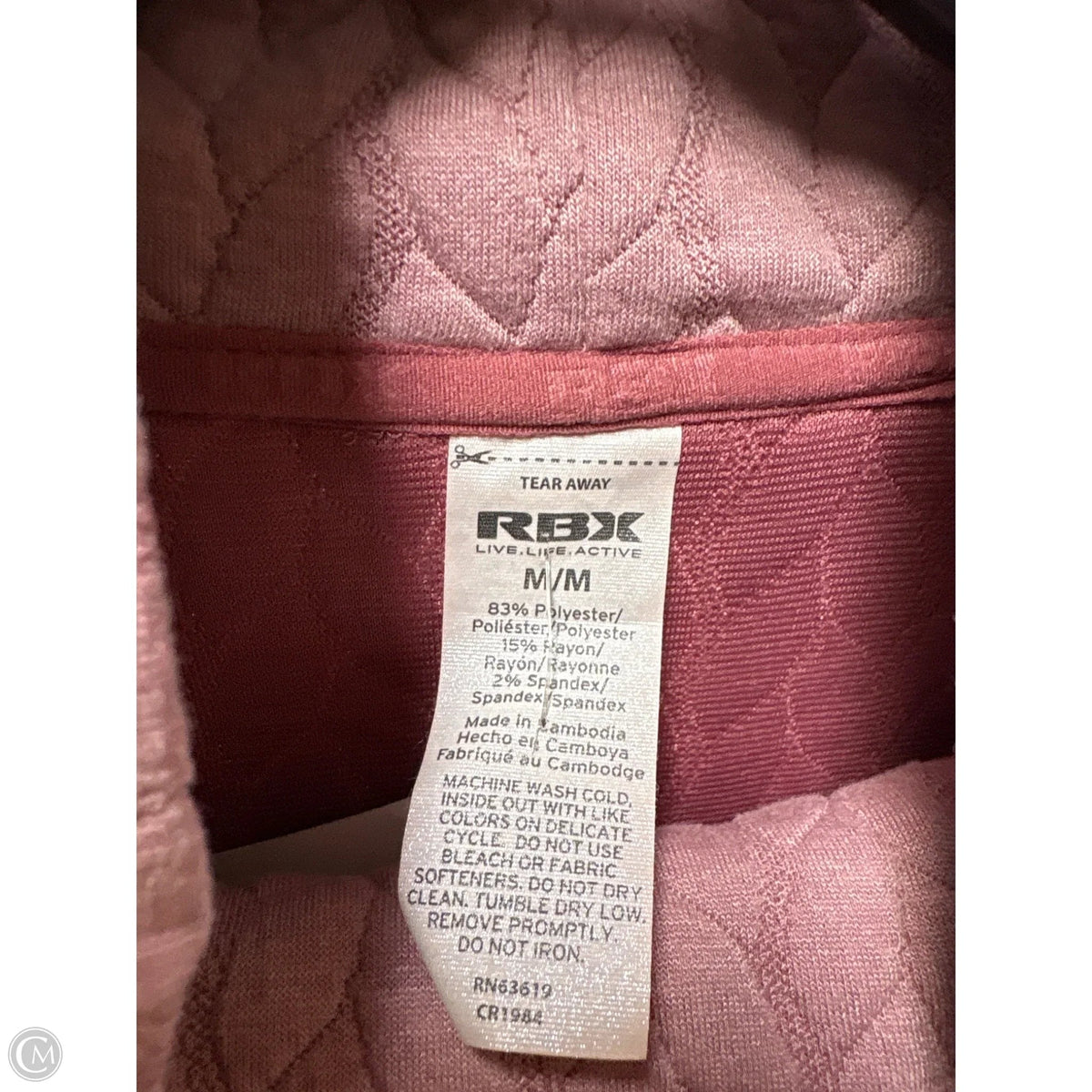 Athletic Top Long Sleeve Collar By Rbx In Pink, Size: M