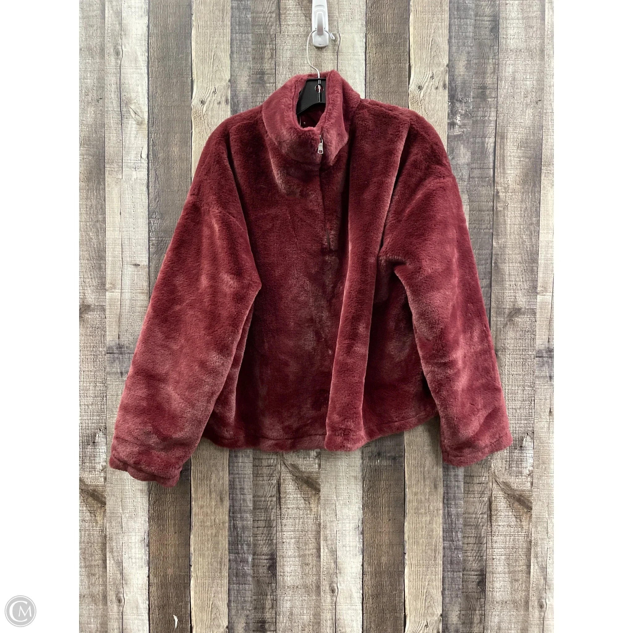 Jacket Faux Fur & Sherpa By A New Day In Maroon, Size: L