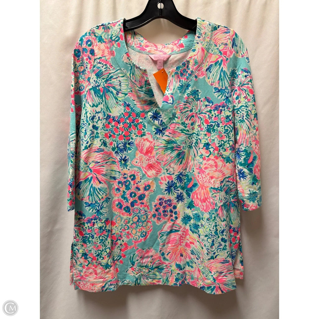 Top 3/4 Sleeve Designer By Lilly Pulitzer In Blue, Size: Xs