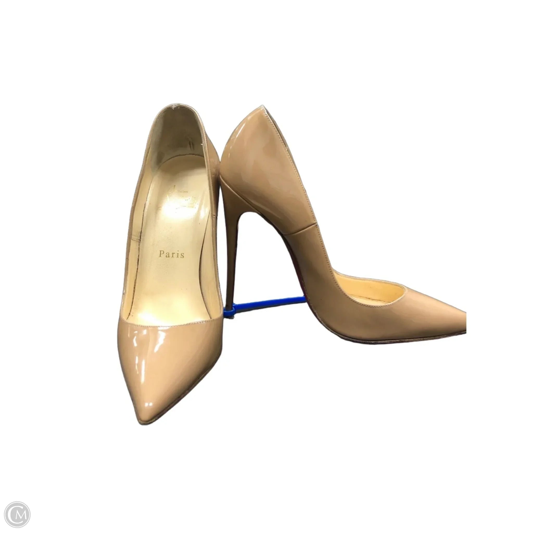 Shoes Luxury Designer By Christian Louboutin In Tan, Size: 7