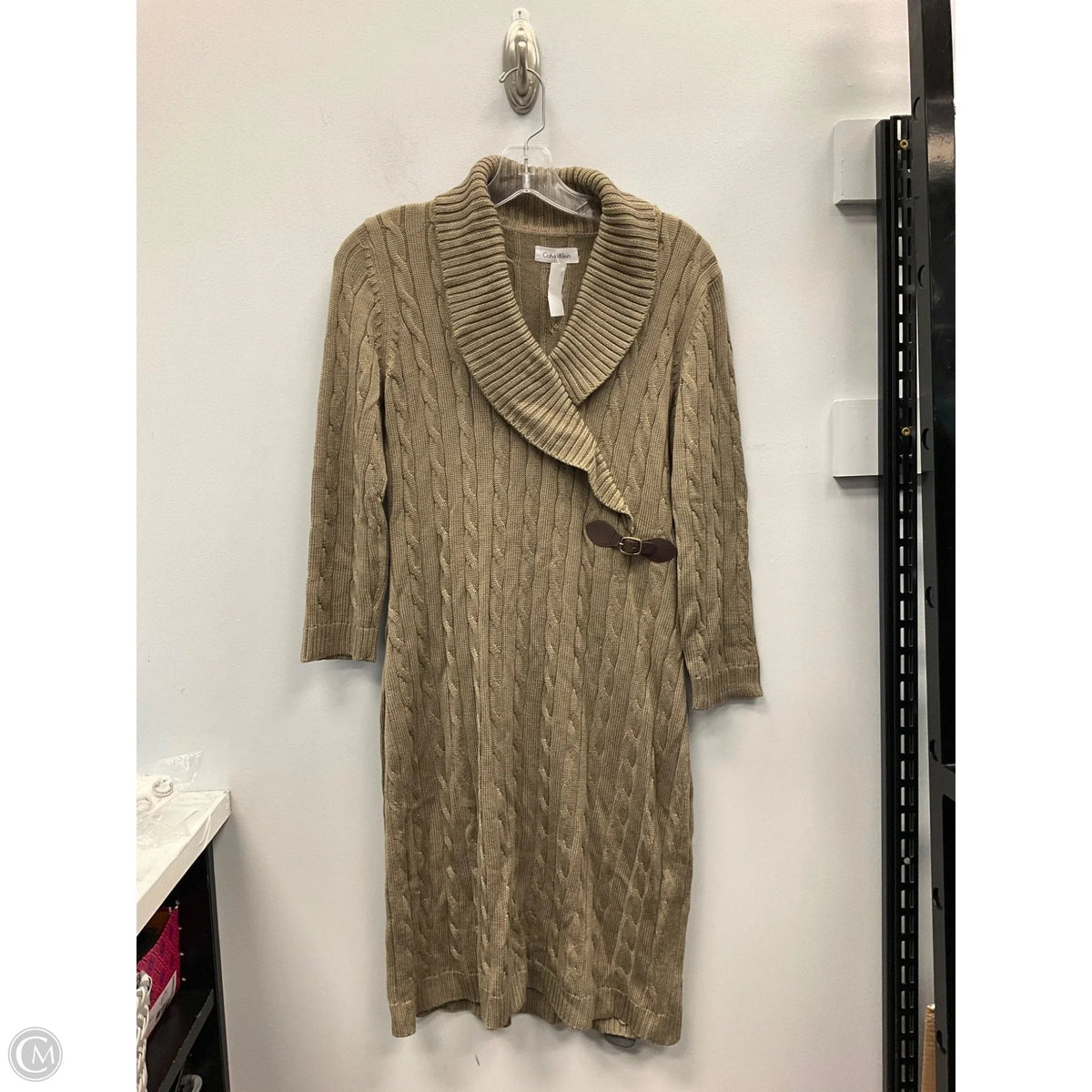 Dress Sweater By Calvin Klein In Taupe, Size: S