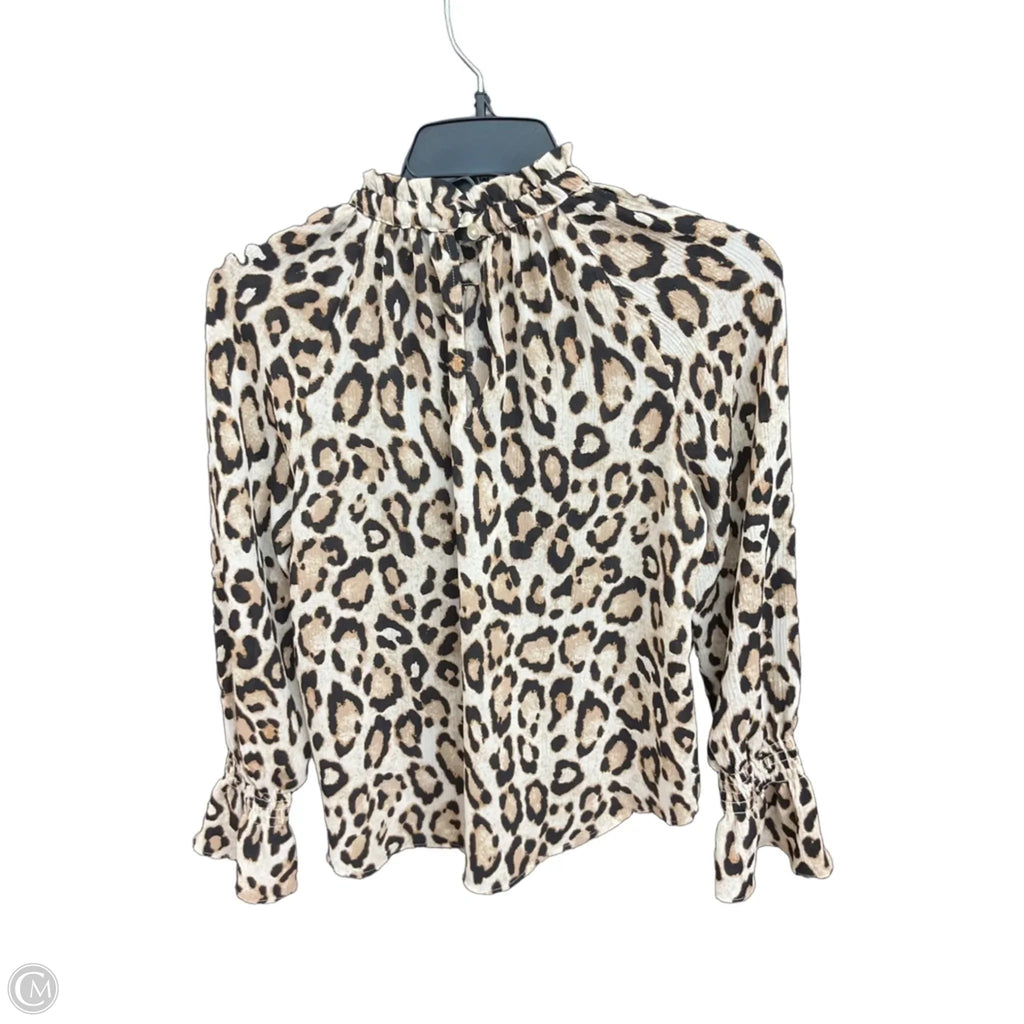 Blouse Long Sleeve By Loft In Animal Print, Size: Xsp