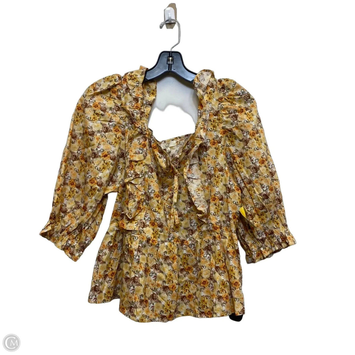 Top Short Sleeve By Easel In Yellow, Size: L